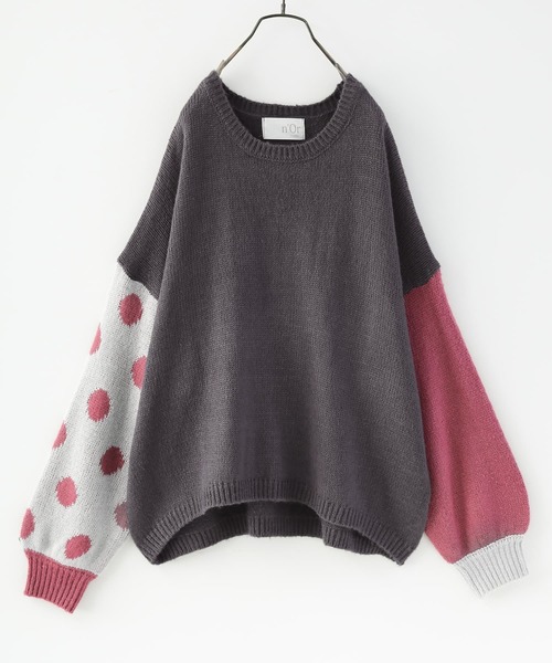 osharewalker(オシャレウォーカー)の「『ドット柄ジャカードローゲージニット』(ニット/セーター・レディース・ベージュ/チャコール/グレイッシュブルー・FREE)」の16枚目の写真