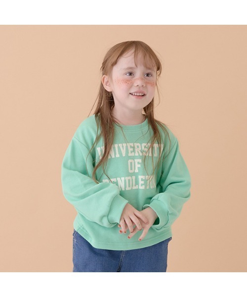 Lycee mine（リセマイン）の「【万能アイテム】アソートカレッジロゴプリントスエット（スウェット・キッズ・ライトブルー/ホワイト系その他/ライトグリーン/ライラック/ベージュ/ピンク/ベージュ系/アイボリー・100cm/120cm/140cm/110cm/130cm/150cm）」の5枚目の写真