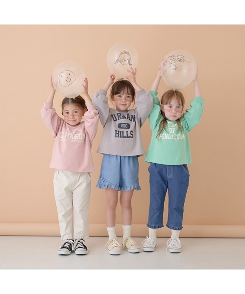 Lycee mine（リセマイン）の「【万能アイテム】アソートカレッジロゴプリントスエット（スウェット・キッズ・ライトブルー/ホワイト系その他/ライトグリーン/ライラック/ベージュ/ピンク/ベージュ系/アイボリー・100cm/120cm/140cm/110cm/130cm/150cm）」の16枚目の写真