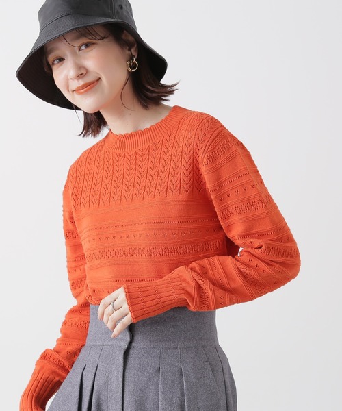 N.（N. Natural Beauty Basic）（エヌエヌナチュラルビューティーベーシック）の「◆柄編ニット（ニット/セーター・レディース・ネイビー/オレンジ/ナチュラル・MEDIUM）」の3枚目の写真