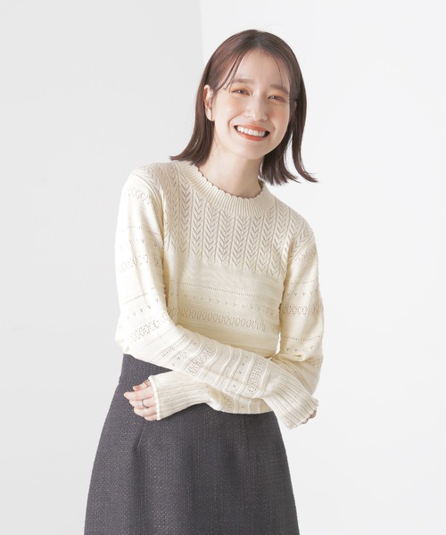 N.（N. Natural Beauty Basic）（エヌエヌナチュラルビューティーベーシック）の「◆柄編ニット（ニット/セーター・レディース・ネイビー/オレンジ/ナチュラル・MEDIUM）」の12枚目の写真