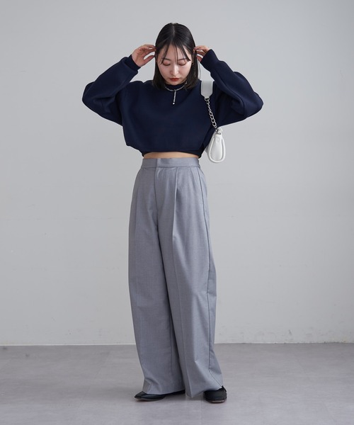 mline（エムライン）の「[mline]ちびボリュームニット（ニット/セーター・レディース・ベージュ/ネイビー/オフホワイト・FREE）」の4枚目の写真