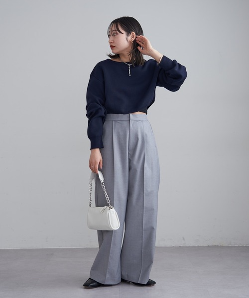 mline（エムライン）の「[mline]ちびボリュームニット（ニット/セーター・レディース・ベージュ/ネイビー/オフホワイト・FREE）」の5枚目の写真