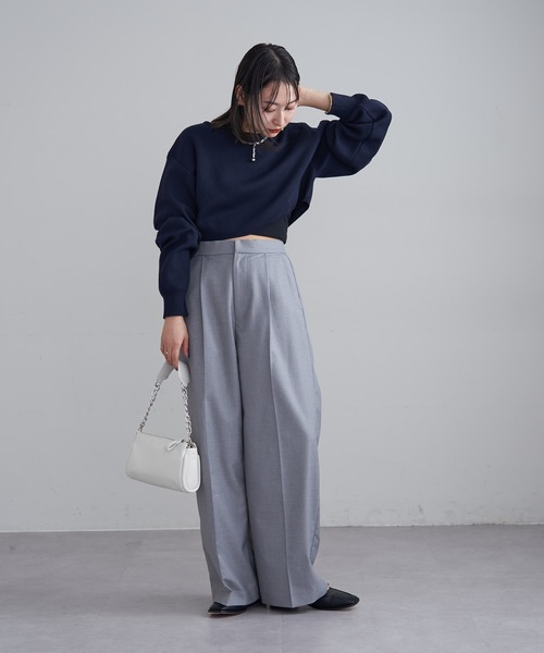 mline（エムライン）の「[mline]ちびボリュームニット（ニット/セーター・レディース・ベージュ/ネイビー/オフホワイト・FREE）」の6枚目の写真
