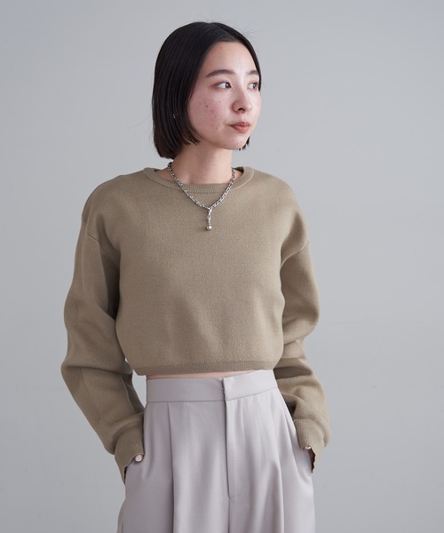 mline（エムライン）の「[mline]ちびボリュームニット（ニット/セーター・レディース・ベージュ/ネイビー/オフホワイト・FREE）」の13枚目の写真