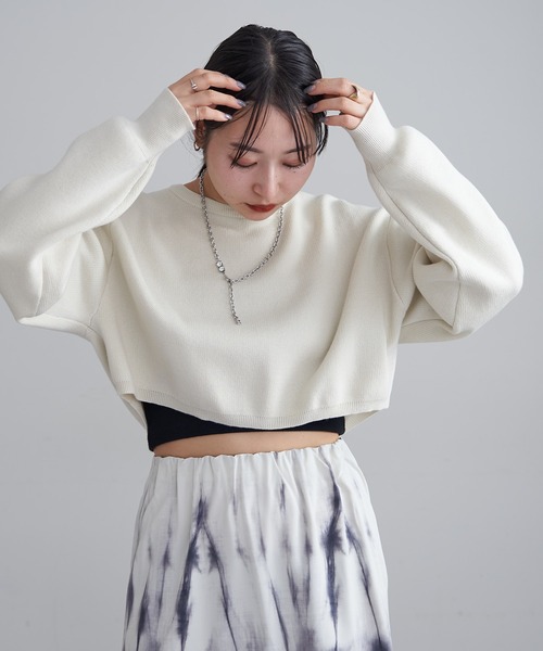 mline（エムライン）の「[mline]ちびボリュームニット（ニット/セーター・レディース・ベージュ/ネイビー/オフホワイト・FREE）」の17枚目の写真