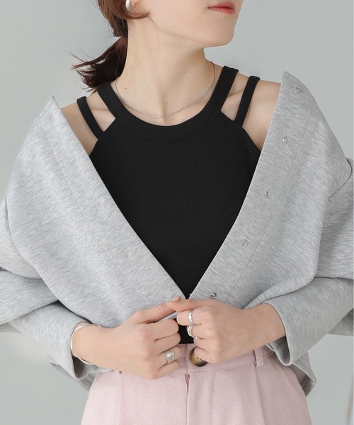 Bab（バブ）の「アメスリカップ付きタンクトップ（タンクトップ・レディース・アイボリー/ブラック/モカ・FREE）」の2枚目の写真