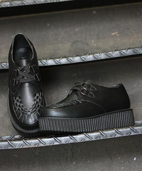 LOVEHUNTER（ラブハンター）の「LOVEHUNTER / 厚底インターレースブーツ（その他シューズ・メンズ・ブラック×ホワイト/レオパード/ブラック×ブラック/ブラック/ホワイト・40/43/41/42/44）」の2枚目の写真