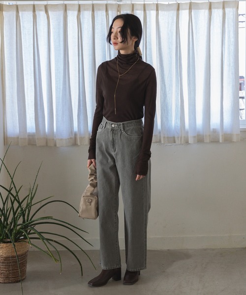Jeudi（ジュディ）の「ストレートカラーデニムパンツ（デニムパンツ・レディース・カーキ/ピンク・S/M/L）」の5枚目の写真