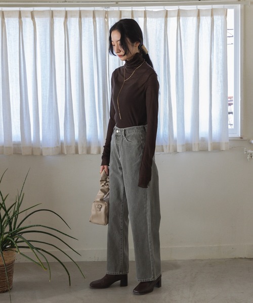 Jeudi（ジュディ）の「ストレートカラーデニムパンツ（デニムパンツ・レディース・カーキ/ピンク・S/M/L）」の6枚目の写真