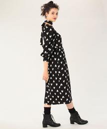 売約済美品agnès b. アニエスベーハートプリント　ワンピース　ロング　38 売約済美品agnès b. アニエスベーハートプリント ワンピース