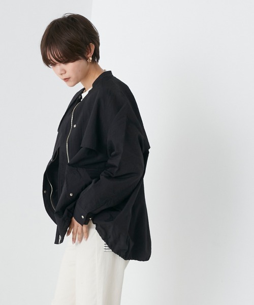 OMNES オムネス 撥水加工ナイロンAライン ブルゾン 新品 タグ付き セール】撥水加工ナイロン裾ドローコードAラインブルゾン