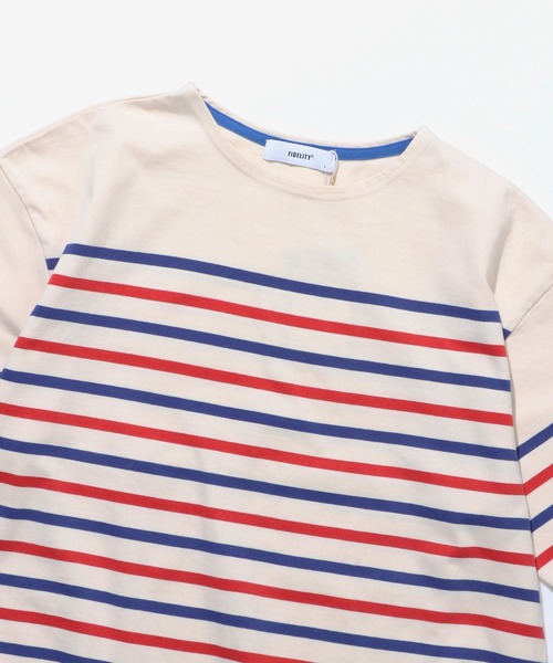 FIDELITY（フィデリティ）の「PANEL BORDER S/S REGULAR / パネルボーダー半袖バスクシャツ（Tシャツ/カットソー・メンズ・ダークグリーン/A/オフホワイト・FREE/LARGE/X-LARGE/MEDIUM）」の5枚目の写真