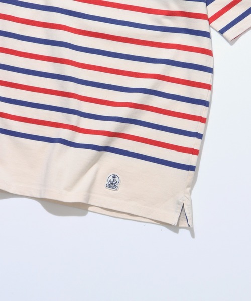 FIDELITY（フィデリティ）の「PANEL BORDER S/S REGULAR / パネルボーダー半袖バスクシャツ（Tシャツ/カットソー・メンズ・ダークグリーン/A/オフホワイト・FREE/LARGE/X-LARGE/MEDIUM）」の9枚目の写真