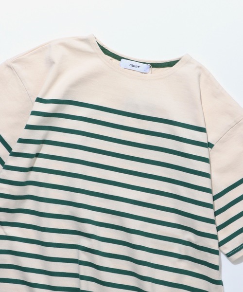 FIDELITY（フィデリティ）の「PANEL BORDER S/S REGULAR / パネルボーダー半袖バスクシャツ（Tシャツ/カットソー・メンズ・ダークグリーン/A/オフホワイト・FREE/LARGE/X-LARGE/MEDIUM）」の6枚目の写真