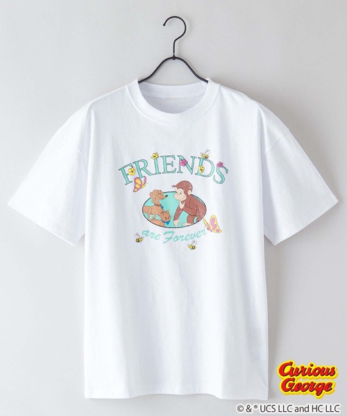 OUTDOOR PRODUCTS（アウトドアプロダクツ）の「【OUTDOOR PRODUCTS/アウトドアプロダクツ】【 おさるのジョージ 】ニョッキ ハンドリー コラボ Tシャツ ドロップショルダー オーバーサイズ（Tシャツ/カットソー・メンズ・ダークグリーン/ベージュ/ホワイト/ホワイト系その他/オフホワイト/ピンク系その他・SMALL/MEDIUM/LARGE/X-LARGE）」の7枚目の写真