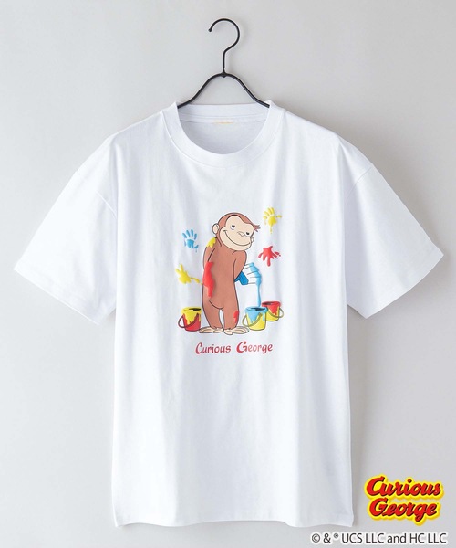 OUTDOOR PRODUCTS（アウトドアプロダクツ）の「【OUTDOOR PRODUCTS/アウトドアプロダクツ】【 おさるのジョージ 】ニョッキ ハンドリー コラボ Tシャツ ドロップショルダー オーバーサイズ（Tシャツ/カットソー・メンズ・ダークグリーン/ベージュ/ホワイト/ホワイト系その他/オフホワイト/ピンク系その他・SMALL/MEDIUM/LARGE/X-LARGE）」の12枚目の写真