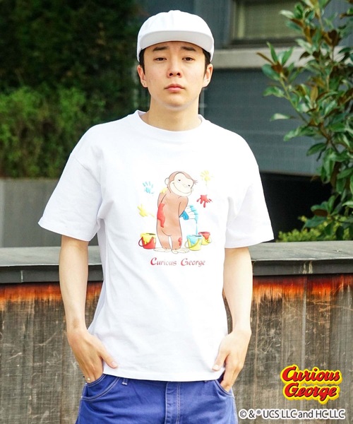 OUTDOOR PRODUCTS（アウトドアプロダクツ）の「【OUTDOOR PRODUCTS/アウトドアプロダクツ】【 おさるのジョージ 】ニョッキ ハンドリー コラボ Tシャツ ドロップショルダー オーバーサイズ（Tシャツ/カットソー・メンズ・ダークグリーン/ベージュ/ホワイト/ホワイト系その他/オフホワイト/ピンク系その他・SMALL/MEDIUM/LARGE/X-LARGE）」の20枚目の写真