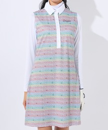 marie claire GOLF/マリクレール ゴルフ ゴルフウェア 吸汗速乾 接触冷感 UVカット 3WAY 総柄 ボタンダウン ノースリーブ ワンピース 長袖 ハイネック ショート丈 インナー セット