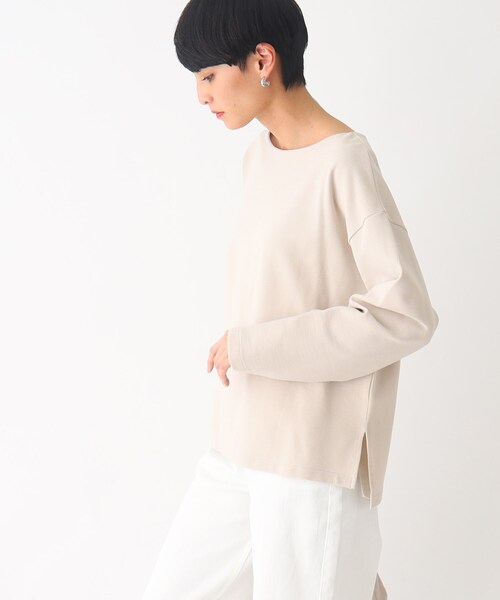 OPAQUE.CLIP(オペークドットクリップ)の「◆ピマコットン混リップル ボートネックカットソー(Tシャツ/カットソー・レディース・ホワイト系その他3/オフホワイト/ライトベージュ/ブラック・40/38/42)」の4枚目の写真