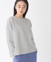 OPAQUE.CLIP | ピマコットン混リップル ボートネックカットソー(Tシャツ/カットソー)