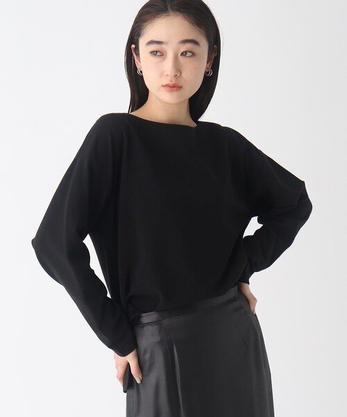 OPAQUE.CLIP(オペークドットクリップ)の「◆ピマコットン混リップル ボートネックカットソー(Tシャツ/カットソー・レディース・ホワイト系その他3/オフホワイト/ライトベージュ/ブラック・40/38/42)」の3枚目の写真