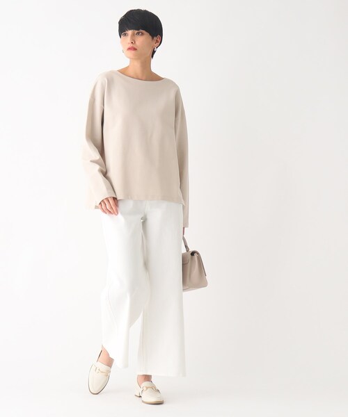 OPAQUE.CLIP(オペークドットクリップ)の「◆ピマコットン混リップル ボートネックカットソー(Tシャツ/カットソー・レディース・ホワイト系その他3/オフホワイト/ライトベージュ/ブラック・40/38/42)」の21枚目の写真