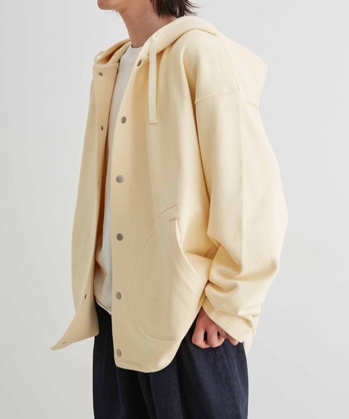 ADAM ET ROPE'（アダムエロペ）の「【WEB限定】ビック ルーズ スウェット マリンパーカー / スナップ フーディー / ユニセックス（カーディガン/ボレロ・メンズ・ブラック/キナリ・L/M）」の8枚目の写真