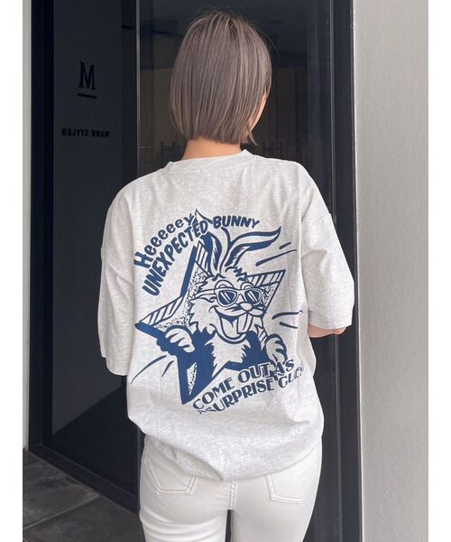 GYDA（ジェイダ）の「UNEXPECTED BUNNY BIG Tシャツ（Tシャツ/カットソー・レディース・ライトグレー/ブラック/オフホワイト/ピンク・FREE）」の21枚目の写真