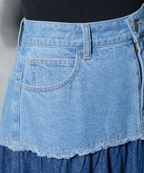 GEVS.(ジェイヴィス)の「<大きいサイズ> 綿100%デニムティアードマキシスカート GEVS.(スカート・レディース・ブルー系2/ブルー系1・4L/5L/L/LL/3L)」の21枚目の写真