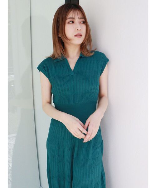 MURUA（ムルーア）の「ウエストリブニットワンピース（ワンピース・レディース・ブラック/グリーン・FREE）」の5枚目の写真