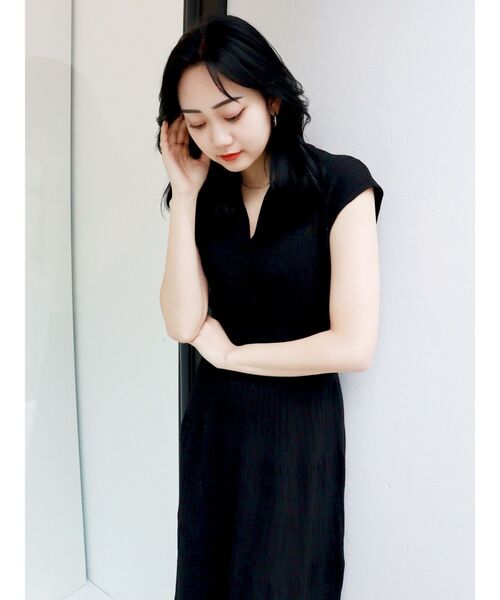 MURUA（ムルーア）の「ウエストリブニットワンピース（ワンピース・レディース・ブラック/グリーン・FREE）」の7枚目の写真