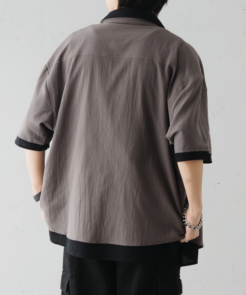 epnok(エプノック)の「レイヤードライクルーズシャツ(シャツ/ブラウス・メンズ・チャコールグレー/サックスブルー・SMALL/MEDIUM/LARGE)」の5枚目の写真