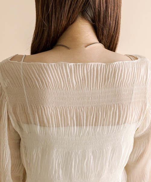 mline（エムライン）の「[mline]シアー楊柳ショートブラウス（シャツ/ブラウス・レディース・ピンク/グリーン/アイボリー/ブラック・FREE）」の11枚目の写真