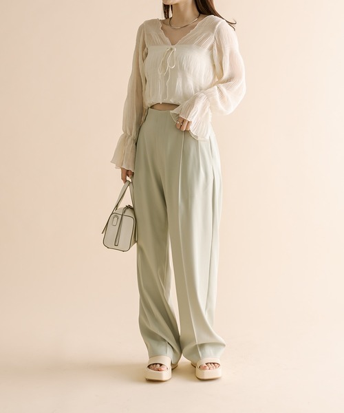 mline（エムライン）の「[mline]シアー楊柳ショートブラウス（シャツ/ブラウス・レディース・ピンク/グリーン/アイボリー/ブラック・FREE）」の15枚目の写真