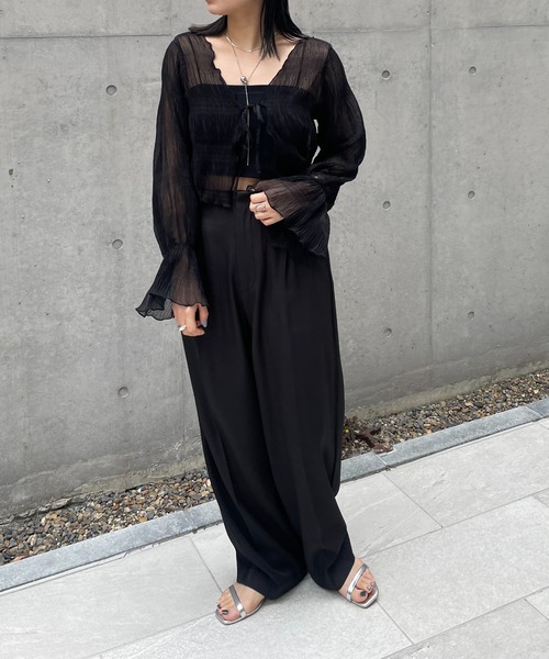 mline（エムライン）の「[mline]シアー楊柳ショートブラウス（シャツ/ブラウス・レディース・ピンク/グリーン/アイボリー/ブラック・FREE）」の22枚目の写真