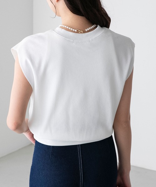 BONLECILL(ボンルシール)の「フレンチ刺繍 ミニ裏毛フレンチスリーブプルオーバー(Tシャツ/カットソー・レディース・杢グレー/ブラック/オフホワイト・FREE)」の10枚目の写真