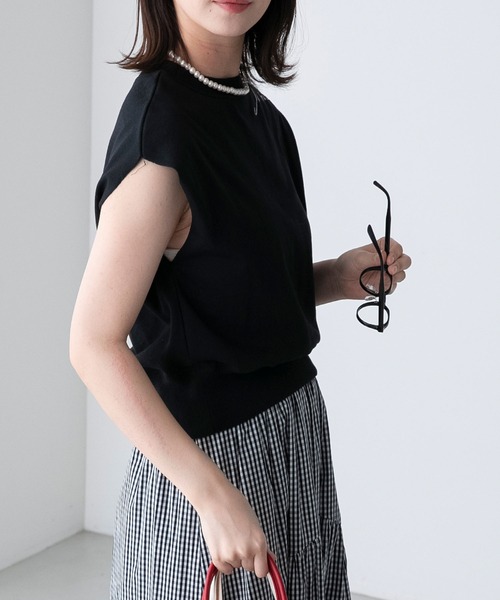BONLECILL(ボンルシール)の「フレンチ刺繍 ミニ裏毛フレンチスリーブプルオーバー(Tシャツ/カットソー・レディース・杢グレー/ブラック/オフホワイト・FREE)」の11枚目の写真