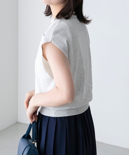 BONLECILL(ボンルシール)の「フレンチ刺繍 ミニ裏毛フレンチスリーブプルオーバー(Tシャツ/カットソー・レディース・杢グレー/ブラック/オフホワイト・FREE)」の17枚目の写真