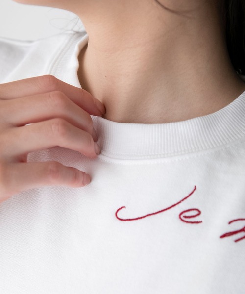 BONLECILL(ボンルシール)の「フレンチ刺繍 ミニ裏毛フレンチスリーブプルオーバー(Tシャツ/カットソー・レディース・杢グレー/ブラック/オフホワイト・FREE)」の8枚目の写真
