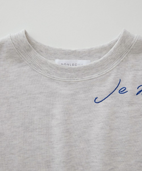 BONLECILL(ボンルシール)の「フレンチ刺繍 ミニ裏毛フレンチスリーブプルオーバー(Tシャツ/カットソー・レディース・杢グレー/ブラック/オフホワイト・FREE)」の14枚目の写真