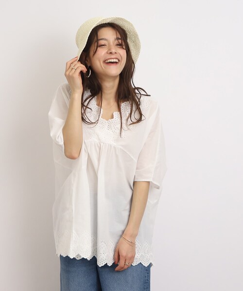 SHOO・LA・RUE（シューラルー）の「◆【ずるいくらい大人可愛い】スカラップレースブラウス（シャツ/ブラウス・レディース・ブラック/ホワイト系・00）」の6枚目の写真