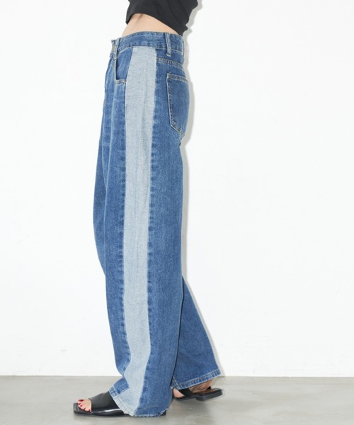 Auntie Rosa Holiday(アンティローザホリデー)の「サイドラインデニムパンツ(デニムパンツ・レディース・ブルー・FREE)」の2枚目の写真