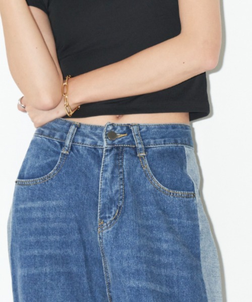 Auntie Rosa Holiday(アンティローザホリデー)の「サイドラインデニムパンツ(デニムパンツ・レディース・ブルー・FREE)」の5枚目の写真