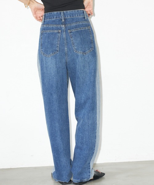 Auntie Rosa Holiday(アンティローザホリデー)の「サイドラインデニムパンツ(デニムパンツ・レディース・ブルー・FREE)」の4枚目の写真