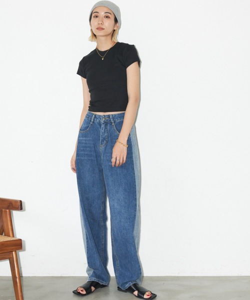 Auntie Rosa Holiday(アンティローザホリデー)の「サイドラインデニムパンツ(デニムパンツ・レディース・ブルー・FREE)」の12枚目の写真