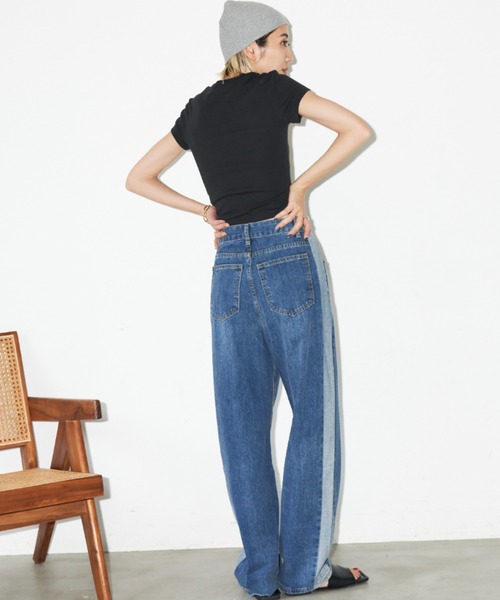 Auntie Rosa Holiday(アンティローザホリデー)の「サイドラインデニムパンツ(デニムパンツ・レディース・ブルー・FREE)」の9枚目の写真