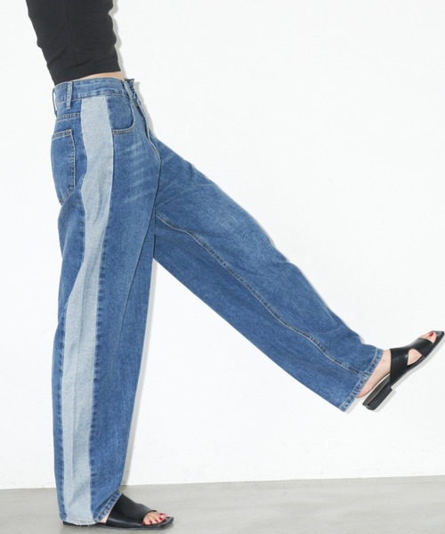 Auntie Rosa Holiday(アンティローザホリデー)の「サイドラインデニムパンツ(デニムパンツ・レディース・ブルー・FREE)」の8枚目の写真