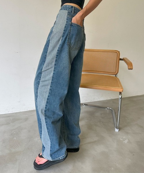 Auntie Rosa Holiday(アンティローザホリデー)の「サイドラインデニムパンツ(デニムパンツ・レディース・ブルー・FREE)」の19枚目の写真