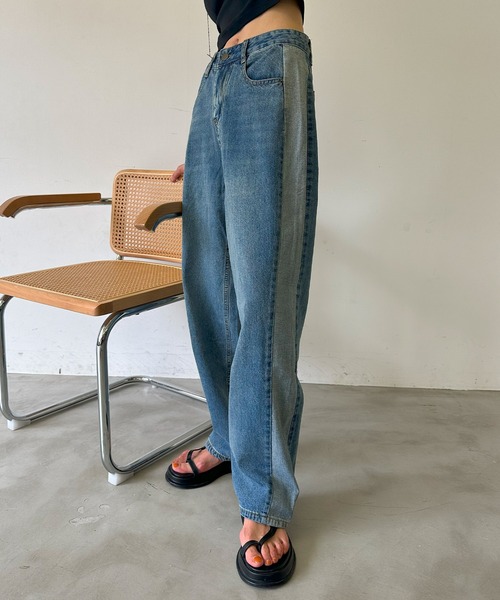 Auntie Rosa Holiday(アンティローザホリデー)の「サイドラインデニムパンツ(デニムパンツ・レディース・ブルー・FREE)」の18枚目の写真